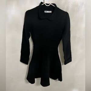 Zara Black Collared Peplum Top